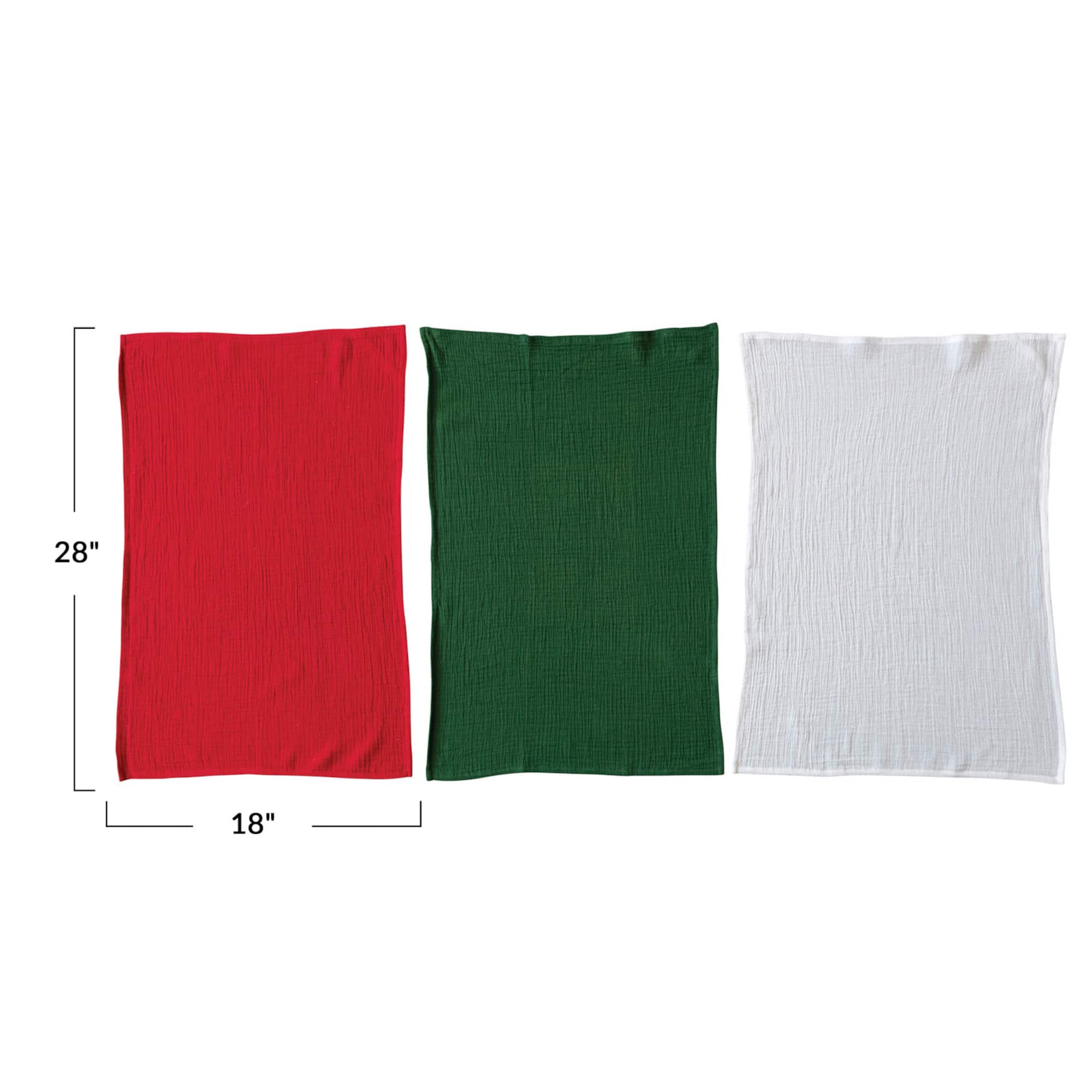 Hello Honey® 28" Green Woven Cotton Double Cloth Tea Towels, 3ct.